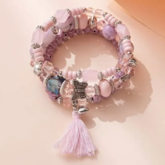 3 pcs set Multi-layer Boho Glass Bead Bracelet - Picture 2 of 3